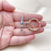 Oro Laminado Small Hoop, Gold Filled Style Evil Eye Design, with White Crystal, Blue Enamel Finish, Golden Finish, 02.213.0223.1.25