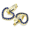 Oro Laminado Huggie Hoop, Gold Filled Style Heart Design, with Sapphire Blue Cubic Zirconia, Polished, Golden Finish, 02.210.0485.2.12