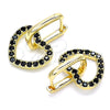 Oro Laminado Huggie Hoop, Gold Filled Style Heart Design, with Black Cubic Zirconia, Polished, Golden Finish, 02.210.0485.3.12