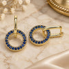 Oro Laminado Huggie Hoop, Gold Filled Style with Sapphire Blue Cubic Zirconia, Polished, Golden Finish, 02.210.0486.2.12