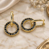 Oro Laminado Huggie Hoop, Gold Filled Style with Black Cubic Zirconia, Polished, Golden Finish, 02.210.0486.3.12
