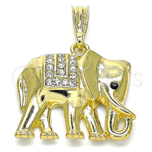 Gold Filled Pendant — Fancy Pendant Elephant Design with White and Black — main product view — SKU 141978 | Oro Laminado dije — elegante Pendant Elephant diseño with blanco and negro — SKU 141978