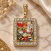 Oro Laminado Religious Pendant, Gold Filled Style with White Crystal, Polished, Golden Finish, 05.380.0117