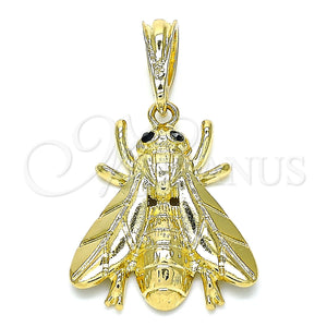 Gold Filled Pendant — Fancy Pendant Bee Design with Black Crystal Polished — main product view — SKU 141982 | Oro Laminado dije — elegante Pendant Bee diseño with negro cristal pulido — SKU 141982