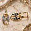 Oro Laminado Huggie Hoop, Gold Filled Style Puff Mariner Design, with Black Cubic Zirconia, Polished, Golden Finish, 02.210.0487.3.12