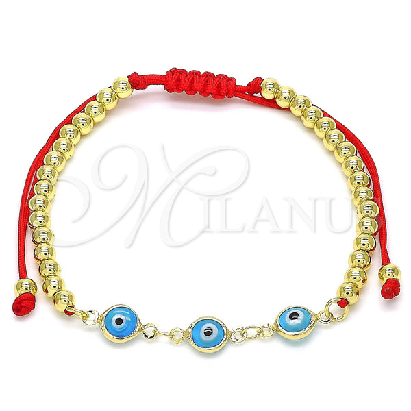 Gold Filled Bracelet — Adjustable Bolo Bracelet Evil Eye and Ball Design — main product view — SKU 142013 | Oro Laminado brazalete — Adjustable Bolo Bracelet Evil Eye and Ball diseño — SKU 142013