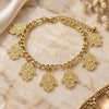 Oro Laminado Charm Bracelet, Gold Filled Style Hand of God and Judaica Design, Polished, Golden Finish, 03.331.0137.08 (05 MM Thickness, 8 Inches Length)