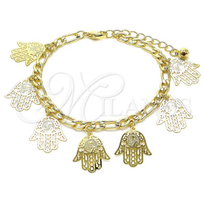 Gold Filled Bracelet — Charm Bracelet Hand of God and Judaica Design — main product view — SKU 142015 | Oro Laminado brazalete — Charm Bracelet Hand of God and Judaica diseño — SKU 142015