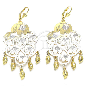 Gold Filled Ring — Long Earring Elephant Design Polished Tricolor 02. — main product view — SKU 142035 | Oro Laminado anillo — Long Earring Elephant diseño pulido Tricolor 02. — SKU 142035