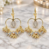 Oro Laminado Long Earring, Gold Filled Style Guadalupe and Butterfly Design, with White Crystal, Polished, Tricolor, 02.331.0039