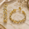 Oro Laminado Stud Earring, Gold Filled Style Heart Design, with White Micro Pave, Polished, Golden Finish, 02.341.0100