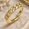 Oro Laminado Elegant Ring, Gold Filled Style Curb Design, Polished, Golden Finish, 01.341.0036 (One size fits all)