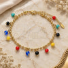 Oro Laminado Charm Anklet , Gold Filled Style with Multicolor Crystal, Polished, Golden Finish, 03.383.0011.3.10 (03 MM Thickness, 10 Inches Length)