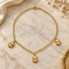 Oro Laminado Charm Anklet , Gold Filled Style Owl and Figaro Design, Polished, Golden Finish, 03.02.0058.10 (02 MM Thickness, 10 Inches Length)