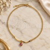 Oro Laminado Charm Anklet , Gold Filled Style Evil Eye and Curb Design, Polished, Golden Finish, 03.02.0069.10 (02 MM Thickness, 10 Inches Length)