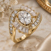 Oro Laminado Multi Stone Ring, Gold Filled Style with White Cubic Zirconia, Polished, Golden Finish, 01.210.0101.09 (Size 9)