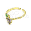 Oro Laminado Multi Stone Ring, Gold Filled Style Strawberry Design, with Violet and Green Cubic Zirconia, Polished, Golden Finish, 01.341.0042 (One size fits all)