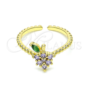 Gold Filled Ring — Multi Stone Ring Strawberry Design with Violet and — main product view — SKU 142128 | Oro Laminado anillo — Multi Stone Ring Strawberry diseño with Violet and — SKU 142128
