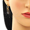 Oro Laminado Huggie Hoop, Gold Filled Style Paperclip and Heart Design, with Sapphire Blue Cubic Zirconia, Polished, Golden Finish, 02.210.0488.2.12