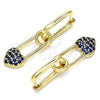 Oro Laminado Huggie Hoop, Gold Filled Style Paperclip and Heart Design, with Sapphire Blue Cubic Zirconia, Polished, Golden Finish, 02.210.0488.2.12
