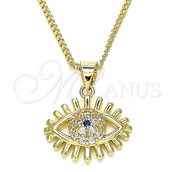 Gold Filled Necklace — Pendant Necklace Evil Eye Design with Sapphire Blue — main product view — SKU 142143 | Oro Laminado collar — Pendant Necklace Evil Eye diseño with Sapphire Blue — SKU 142143