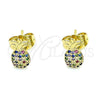 Gold Filled Ring — Stud Earring Pineapple Design with Multicolor Micro Pave — alternate product view — SKU 142148 | Oro Laminado anillo — Stud Earring Pineapple diseño with Multicolor Micro Pave — SKU 142148