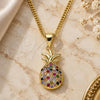 Oro Laminado Pendant Necklace, Gold Filled Style Pineapple Design, with Multicolor Micro Pave, Polished, Golden Finish, 04.156.0391.1.18 (02 MM Thickness, 18 Inches Length)