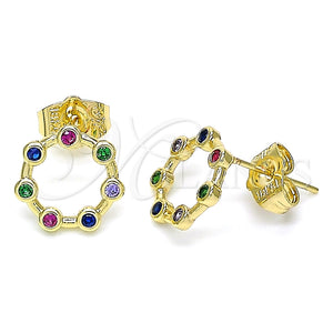 Gold Filled Ring — Stud Earring with Multicolor Micro Pave Polished 02. — main product view — SKU 142154 | Oro Laminado anillo — Stud Earring with Multicolor Micro Pave pulido 02. — SKU 142154