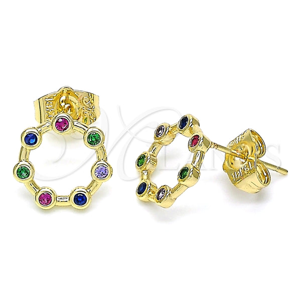 Gold Filled Ring — Stud Earring with Multicolor Micro Pave Polished 02. — main product view — SKU 142154 | Oro Laminado anillo — Stud Earring with Multicolor Micro Pave pulido 02. — SKU 142154