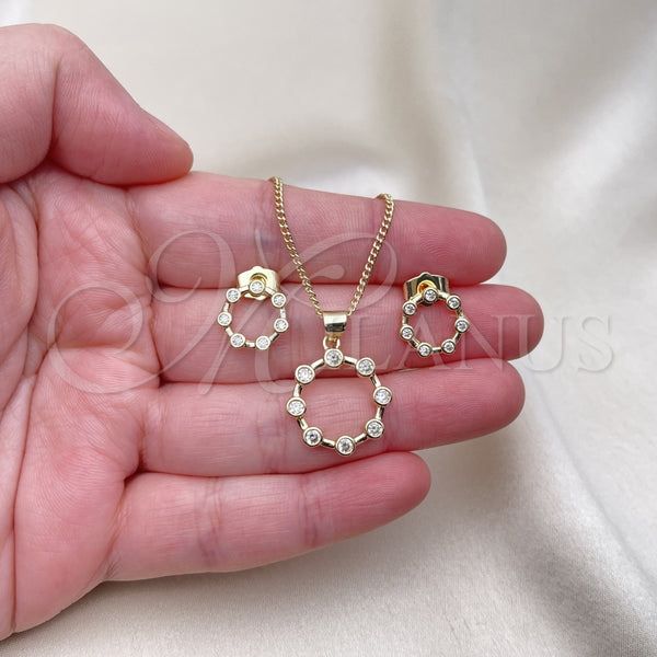 Gold Filled Ring — Earring and Pendant Adult Set with White Micro — alternate product view — SKU 142155 | Oro Laminado anillo — Earring and Pendant Adult Set with blanco Micro — SKU 142155