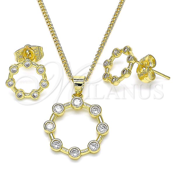 Gold Filled Ring — Earring and Pendant Adult Set with White Micro — main product view — SKU 142155 | Oro Laminado anillo — Earring and Pendant Adult Set with blanco Micro — SKU 142155