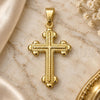 Oro Laminado Religious Pendant, Gold Filled Style Cross Design, Polished, Golden Finish, 05.02.0064