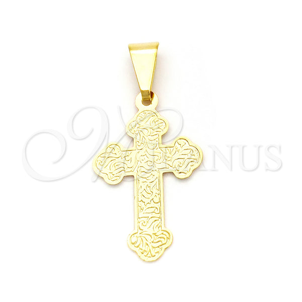 Oro Laminado Religious Pendant, Gold Filled Style Cross Design, Polished, Golden Finish, 05.02.0065