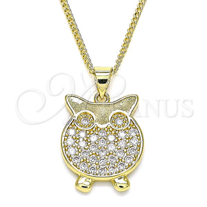 Gold Filled Necklace — Pendant Necklace Owl Design with White Micro Pave — main product view — SKU 142193 | Oro Laminado collar — Pendant Necklace Owl diseño with blanco Micro Pave — SKU 142193