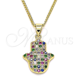 Gold Filled Necklace — Pendant Necklace Hand of God and Judaica Design — main product view — SKU 142202 | Oro Laminado collar — Pendant Necklace Hand of God and Judaica diseño — SKU 142202
