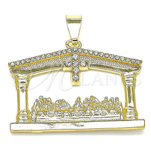 Gold Filled Pendant — Religious Pendant Cross Design with White Crystal Polished — main product view — SKU 142208 | Oro Laminado dije — Religious Pendant cruz diseño with cristal blanco pulido — SKU 142208