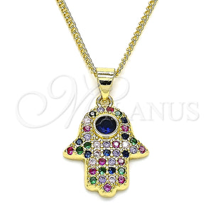 Gold Filled Necklace — Pendant Necklace Hand of God and Judaica Design — main product view — SKU 142213 | Oro Laminado collar — Pendant Necklace Hand of God and Judaica diseño — SKU 142213