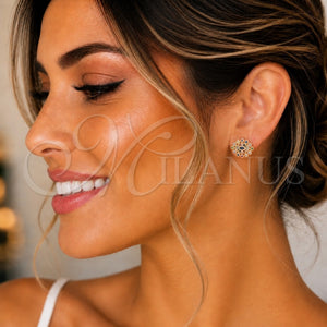 Gold Filled Ring — Stud Earring Evil Eye Design with Multicolor Micro — main product view — SKU 142217 | Oro Laminado anillo — Stud Earring Evil Eye diseño with Multicolor Micro — SKU 142217
