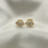 Gold Filled Ring — Stud Earring Evil Eye Design with Sapphire Blue — alternate product view — SKU 142225 | Oro Laminado anillo — Stud Earring Evil Eye diseño with Sapphire Blue — SKU 142225
