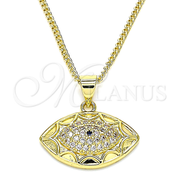 Gold Filled Necklace — Pendant Necklace Evil Eye Design with Sapphire Blue — main product view — SKU 142226 | Oro Laminado collar — Pendant Necklace Evil Eye diseño with Sapphire Blue — SKU 142226