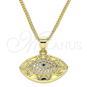 Gold Filled Necklace — Pendant Necklace Evil Eye Design with Sapphire Blue — main product view — SKU 142226 | Oro Laminado collar — Pendant Necklace Evil Eye diseño with Sapphire Blue — SKU 142226