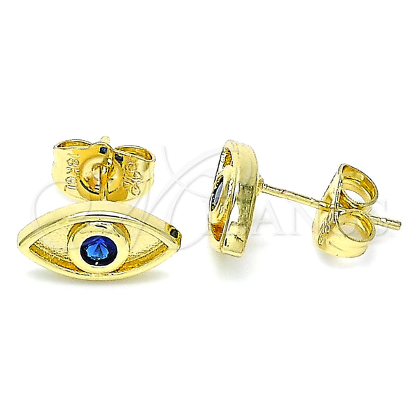 Gold Filled Ring — Stud Earring Evil Eye Design with Sapphire Blue — main product view — SKU 142230 | Oro Laminado anillo — Stud Earring Evil Eye diseño with Sapphire Blue — SKU 142230