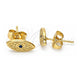 Oro Laminado Stud Earring, Gold Filled Style Evil Eye Design, with Sapphire Blue Micro Pave, Polished, Golden Finish, 02.156.0557