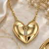 Oro Laminado Pendant Necklace, Gold Filled Style Heart Design, with White Micro Pave, Polished, Golden Finish, 04.156.0406.18 (02 MM Thickness, 18 Inches Length)