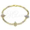 Oro Laminado Fancy Bracelet, Gold Filled Style Turtle Design, Polished, Tricolor, 03.253.0069.08 (04 MM Thickness, 8 Inches Length)