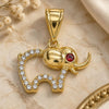 Oro Laminado Fancy Pendant, Gold Filled Style Elephant Design, with White Crystal and Garnet Cubic Zirconia, Polished, Golden Finish, 05.253.0111