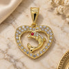 Oro Laminado Fancy Pendant, Gold Filled Style Dolphin and Heart Design, with White and Garnet Crystal, Polished, Golden Finish, 05.253.0112