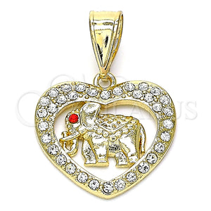 Gold Filled Pendant — Fancy Pendant Elephant and Heart Design with White — main product view — SKU 142256 | Oro Laminado dije — elegante Pendant Elephant and corazón diseño with blanco — SKU 142256