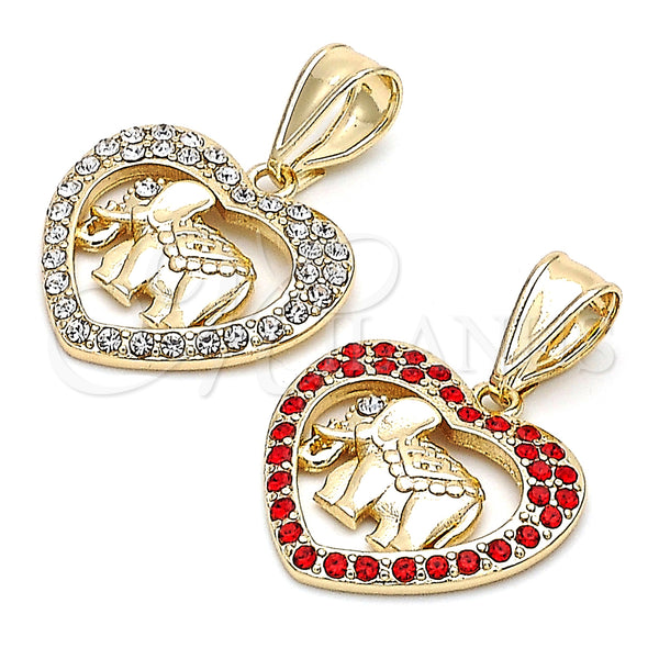 Gold Filled Pendant — Fancy Pendant Elephant and Heart Design with White — alternate product view — SKU 142256 | Oro Laminado dije — elegante Pendant Elephant and corazón diseño with blanco — SKU 142256