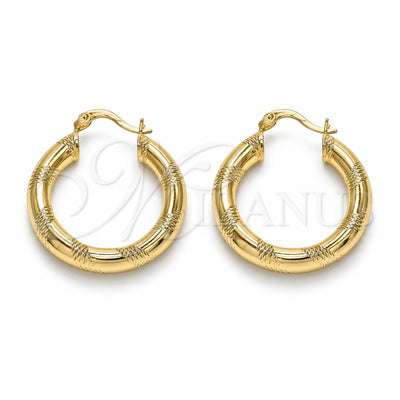 Oro Laminado Medium Hoop, Gold Filled Style Diamond Cutting Finish, Golden Finish, 02.170.0309.30